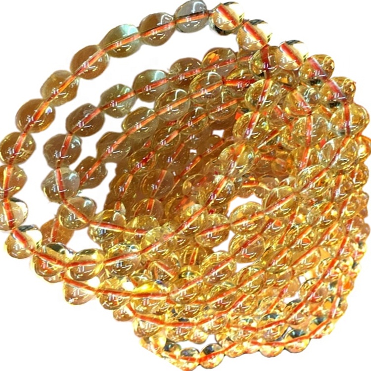 Cordes de perles de pierre de citrine naturelle de 8 mm bracelet personnalisable 9