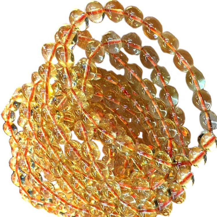 Cordes de perles de pierre de citrine naturelle de 8 mm bracelet personnalisable 11