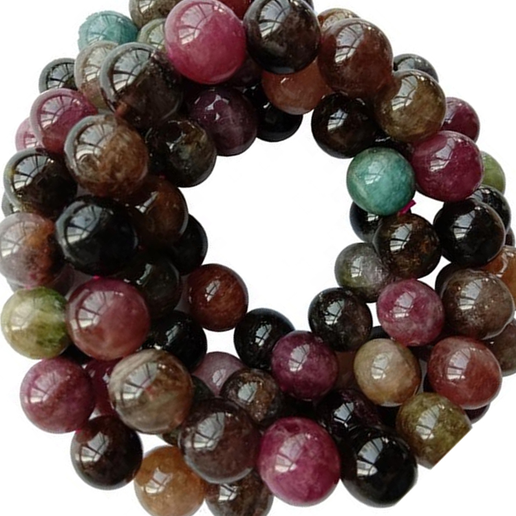 Gioielli del braccialetto della tormalina variopinto naturale della tormalina per le donne stretch tondo perline gemma 11
