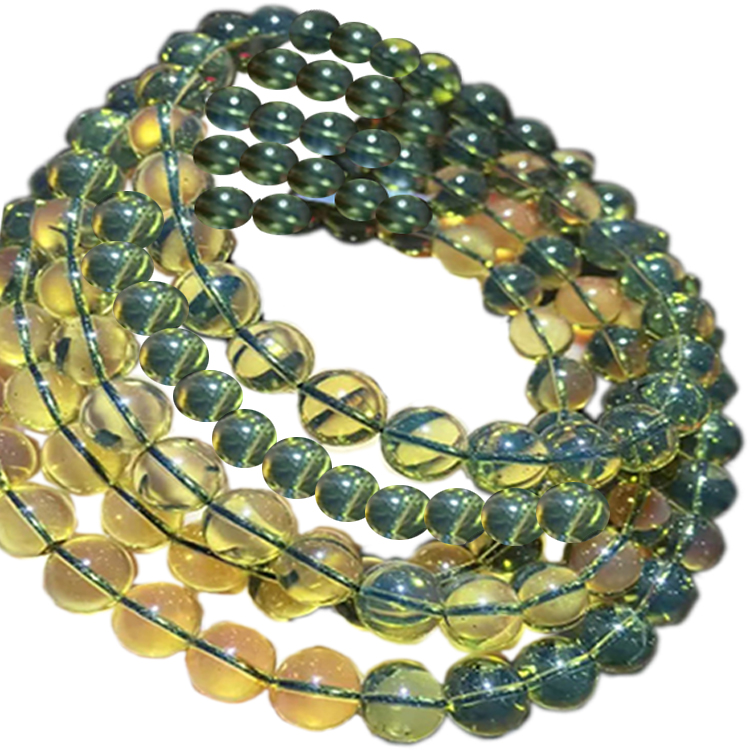 100% природно 7 мм Bule бурштиновий круглий бісерний браслет Ювелірні вироби / подарункові / унісекс ювелірні вироби 7