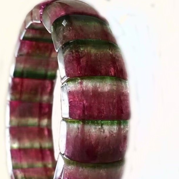 Pulsera de rubelita de cristal turmalina / púrpura brazalete de color brazalete / mejor regalo 35