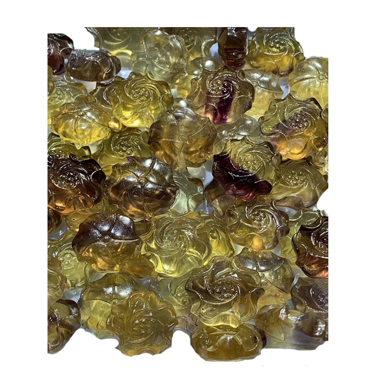 Fluorie sculpté doré rose gem pandent 30