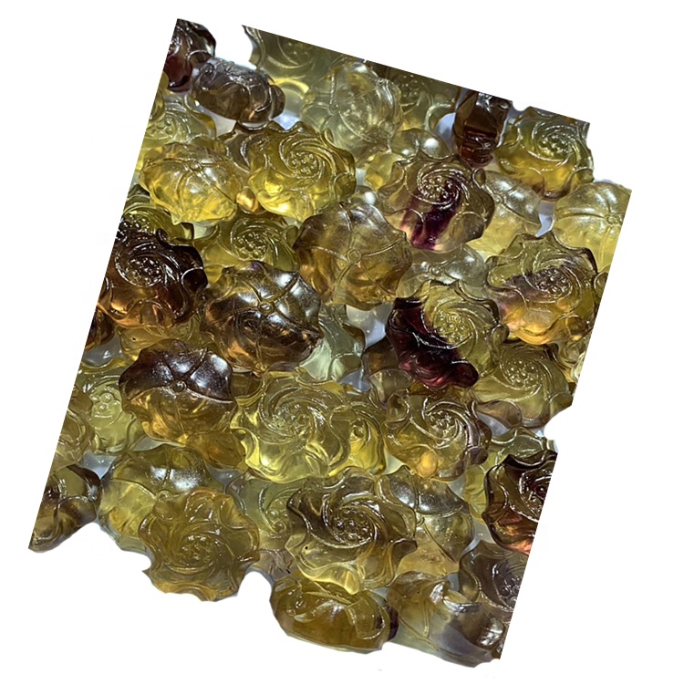 Fluorie sculpté doré rose gem pandent 32