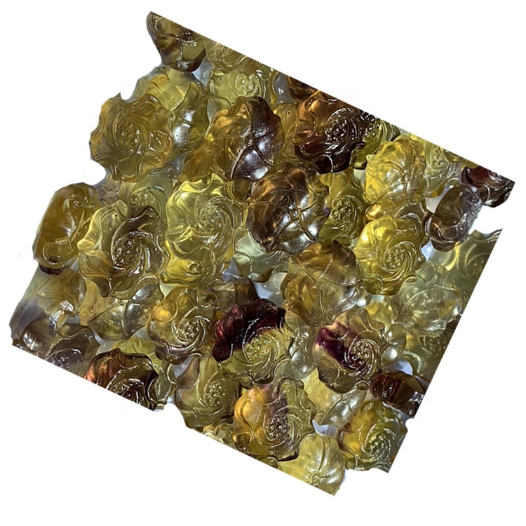 Fluorie sculpté doré rose gem pandent 34