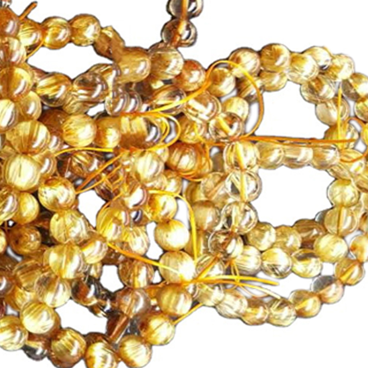 6mm til 12mm Natural Golden Rutailated kvars dýrmætur perlur armbönd 9