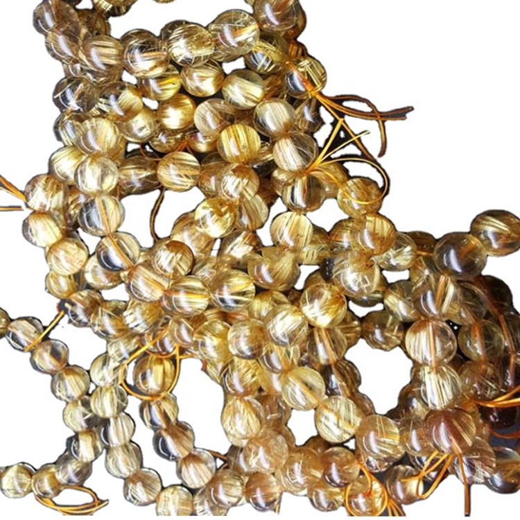 All'ingrosso perline di quarzo rutilazione oro naturale e cabochon per il processo di gioielli 7