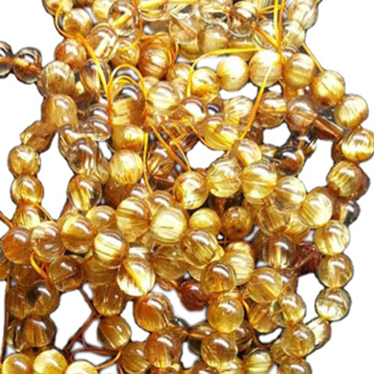 6mm til 12mm Natural Golden Rutailated kvars dýrmætur perlur armbönd 11