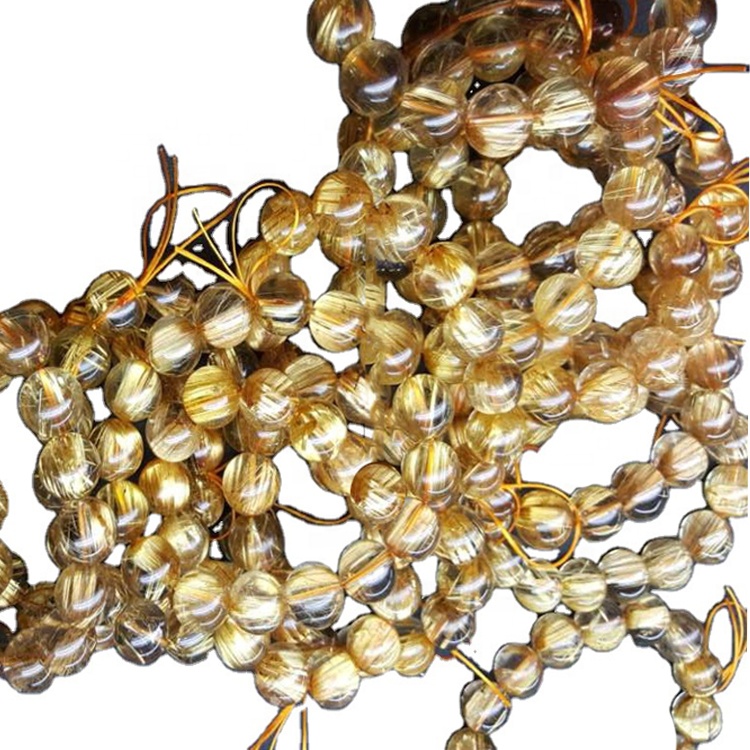 All'ingrosso perline di quarzo rutilazione oro naturale e cabochon per il processo di gioielli 11