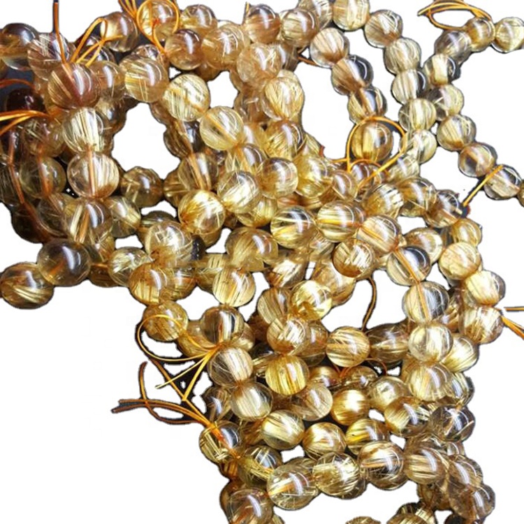 All'ingrosso perline di quarzo rutilazione oro naturale e cabochon per il processo di gioielli 9