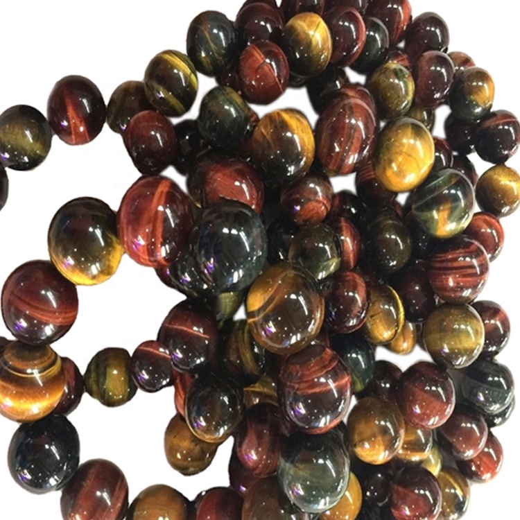 Oanpaste makke natuerlike stien tiger-each kralen trending fashion braided manlju armbanden 11