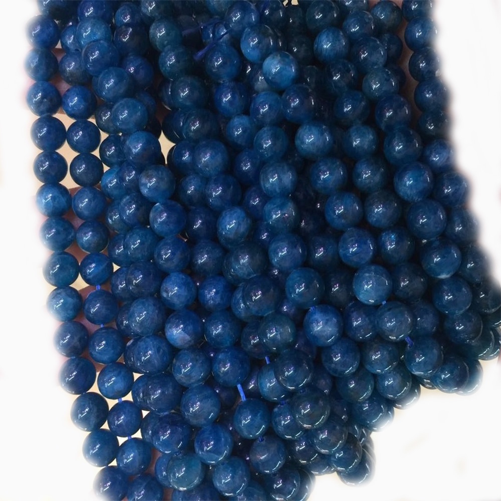 പ്രകൃതിദത്ത അപകർഷതാക്കളായ ബൾഫാറ്റൈറ്റ് റ round ണ്ട് മുത്തുകൾ ഗംഭീരമായ പ്രകൃതിദത്ത നീല നിറം അപാറ്റൈറ്റ് ജെംസ്റ്റോൺ കൊന്ത 35