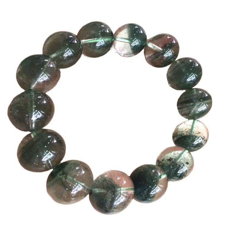 AAA naturale Ghost Phantom Quarzo Crystal Bracciale rotondo perline 14-15 mm 11