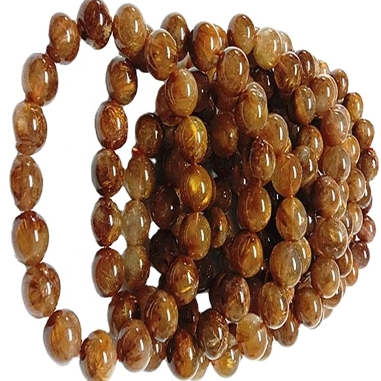 Природни бакар срушили су перле округле обликовања глатких ГЕМСТОНЕ наруквице 9