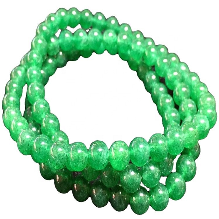 പ്രകൃതി യഥാർത്ഥ പച്ച സ്ട്രോബെറി ക്വാർട്സ് ക്രിസ്റ്റൽ ബ്രേസ്ലെറ്റ് സുതാര്യമായ സ്ട്രെച്ച് വിഡ് റ round ണ്ട് വ്ഹെൻ 7