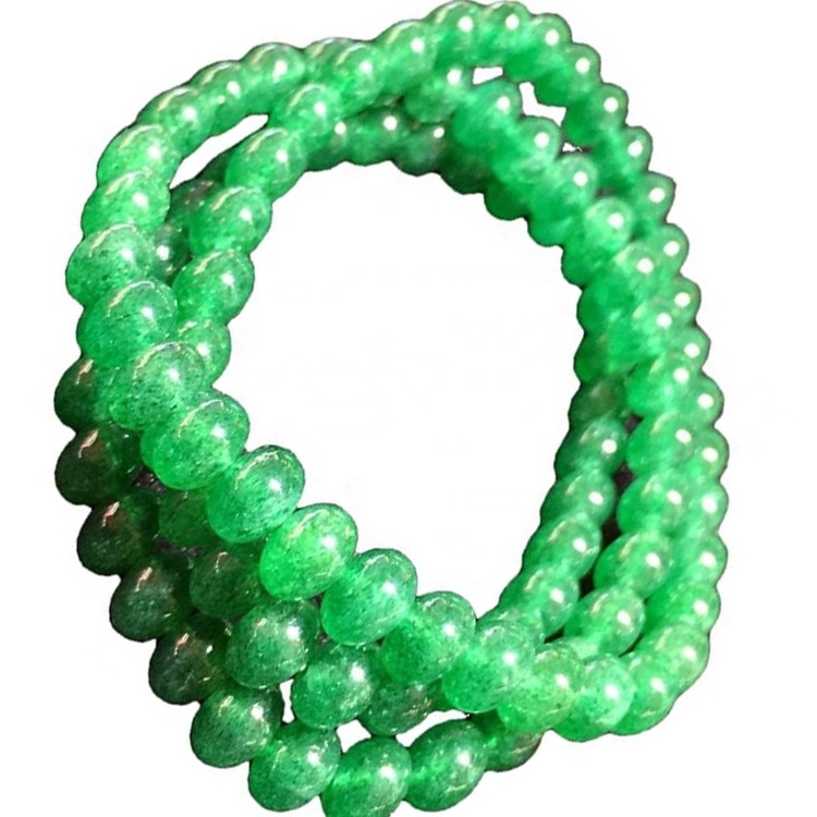 പ്രകൃതി യഥാർത്ഥ പച്ച സ്ട്രോബെറി ക്വാർട്സ് ക്രിസ്റ്റൽ ബ്രേസ്ലെറ്റ് സുതാര്യമായ സ്ട്രെച്ച് വിഡ് റ round ണ്ട് വ്ഹെൻ 9