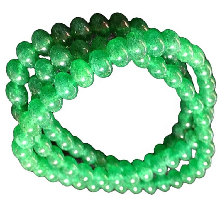 പ്രകൃതി യഥാർത്ഥ പച്ച സ്ട്രോബെറി ക്വാർട്സ് ക്രിസ്റ്റൽ ബ്രേസ്ലെറ്റ് സുതാര്യമായ സ്ട്രെച്ച് വിഡ് റ round ണ്ട് വ്ഹെൻ 11