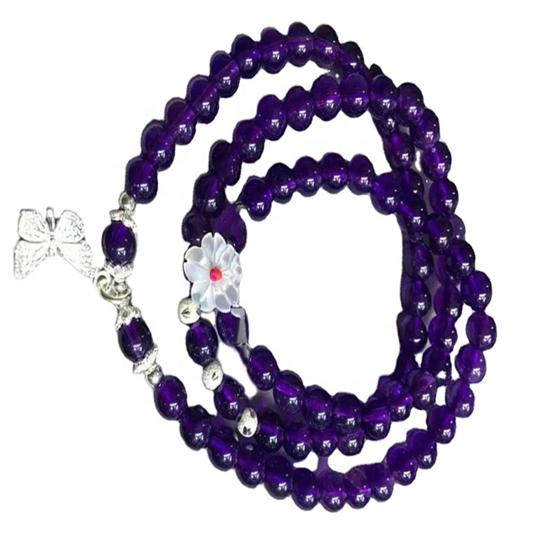 Breichled Gemstone Gemstone Amethyst Necklace / Chwefror Amethyst 32