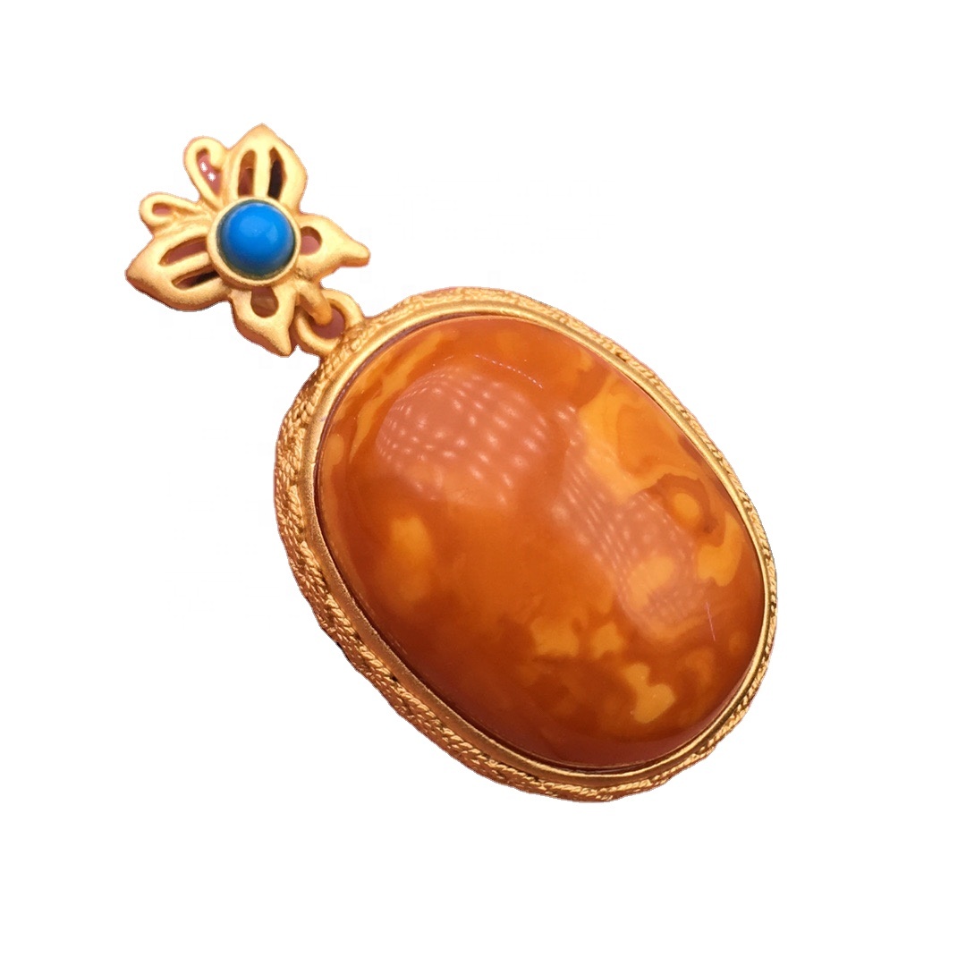 د Oll امبر پیډینټ / د سرو زرو پلینیل نیلي 32