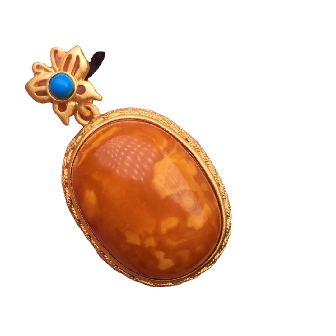 د Oll امبر پیډینټ / د سرو زرو پلینیل نیلي 34