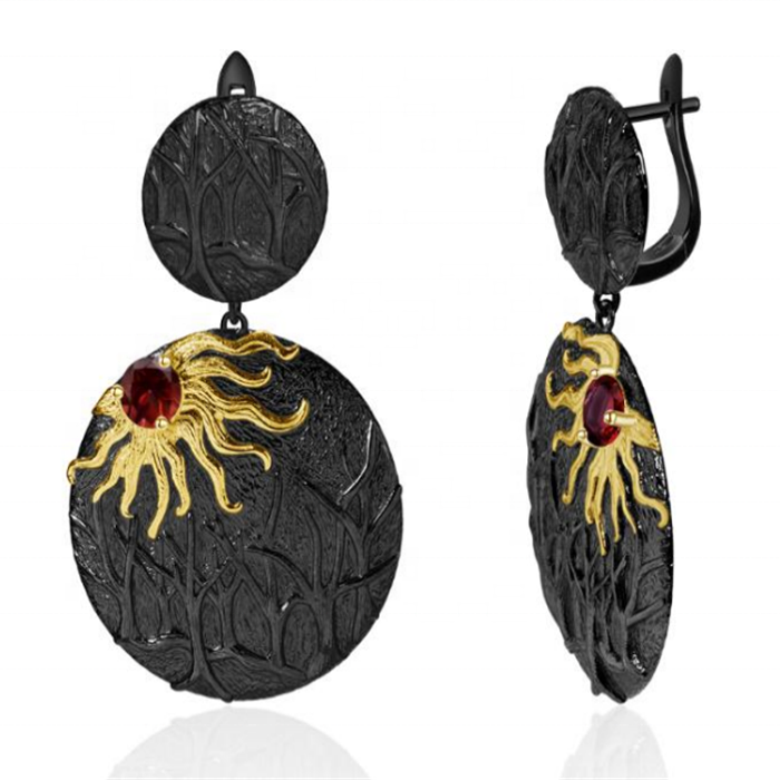 925 Sterling Silver Kolczyki Moda Gemstone Biżuteria 34