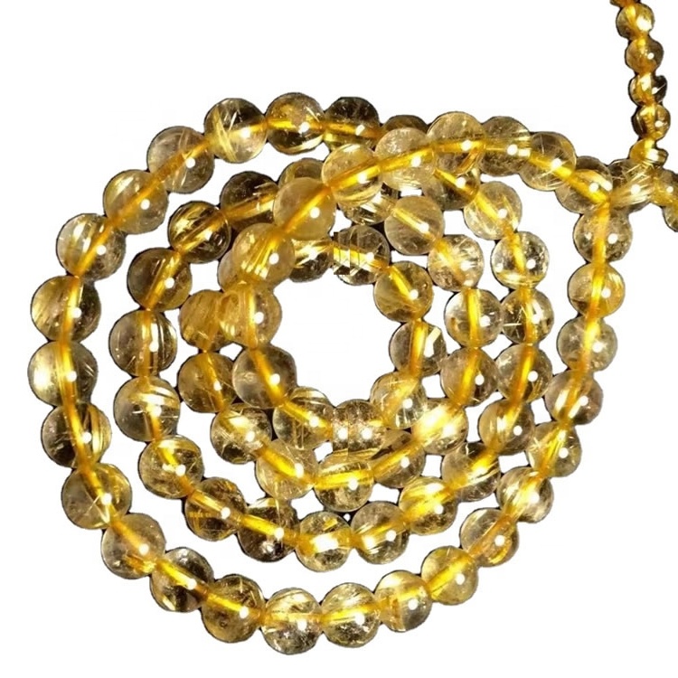 7mm Rutilated Perhiasan Gelang Emas Rutilated 31