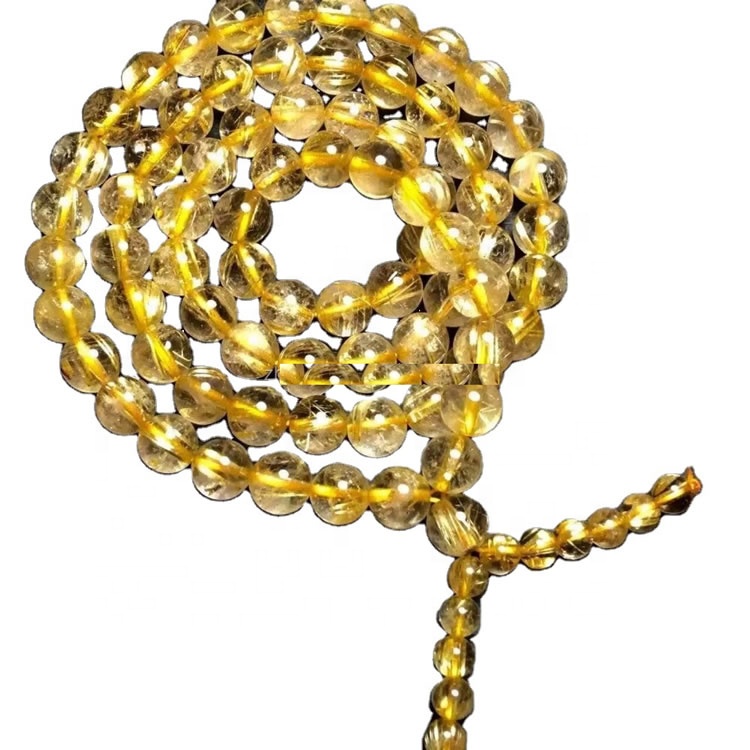 7mm Rutilated Perhiasan Gelang Emas Rutilated 33