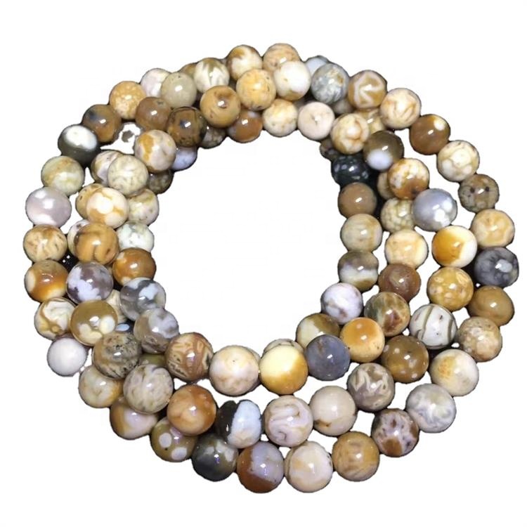 Auðvitað umferð perlur blóm og gras agate gemstone hálsmen 30