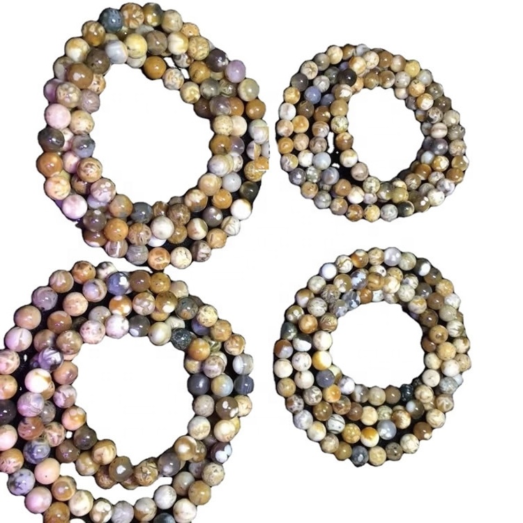 Auðvitað umferð perlur blóm og gras agate gemstone hálsmen 32