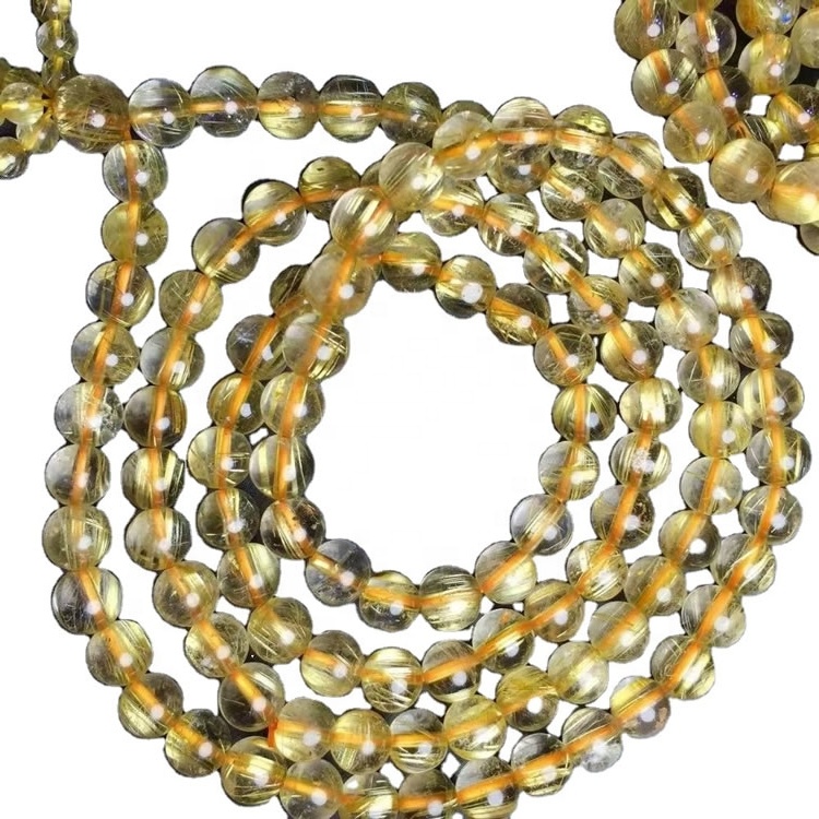 Златна рутил кварц 7мм мониста нараквица масовна количина Направете големо 35