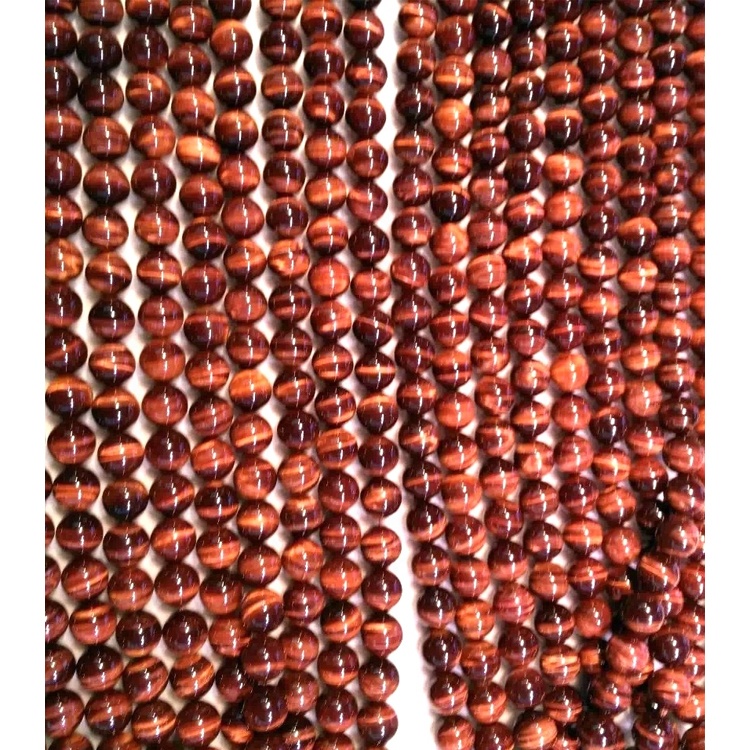 Piedra natural Color rojo Tigre ojo cuentas redondas 33