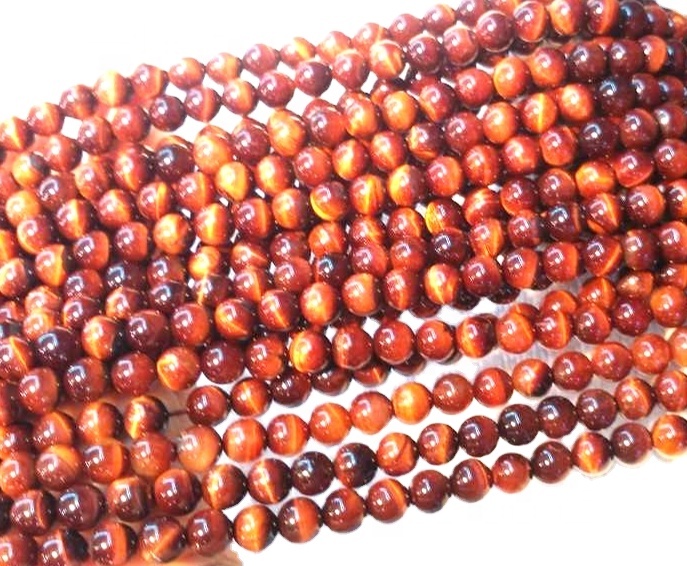 Piedra natural Color rojo Tigre ojo cuentas redondas 35