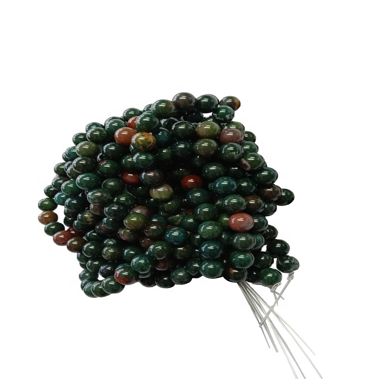 Wholesale Gemstone Beads Green Natural Bloodstone Round Beads per Strand 16inch 7