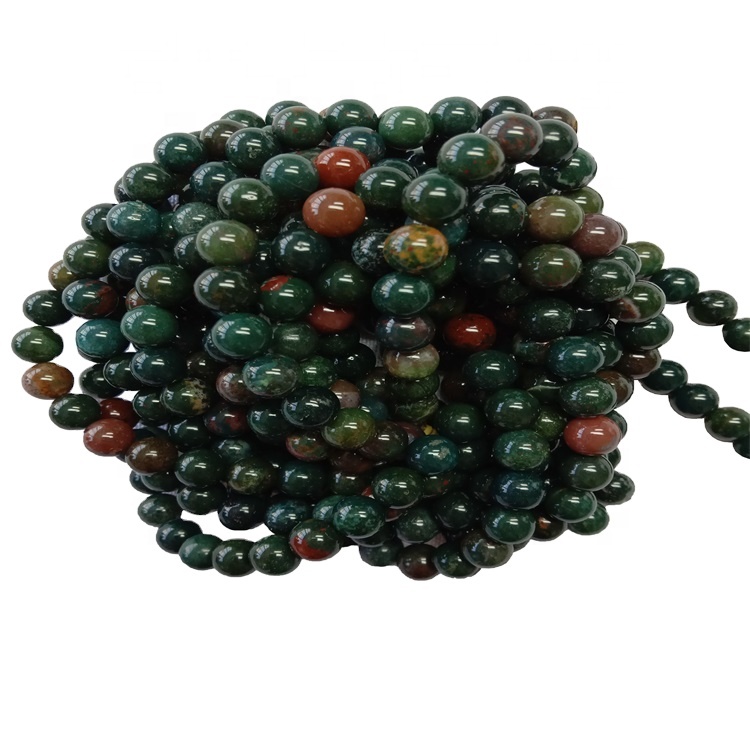 Wholesale Gemstone Beads Green Natural Bloodstone Round Beads per Strand 16inch 9