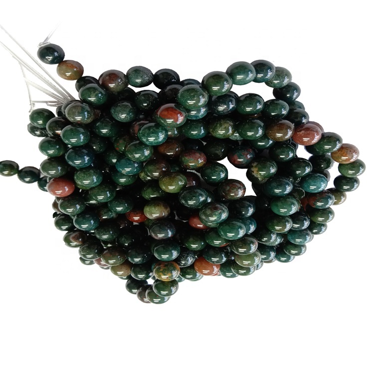 Wholesale Gemstone Beads Green Natural Bloodstone Round Beads per Strand 16inch 11