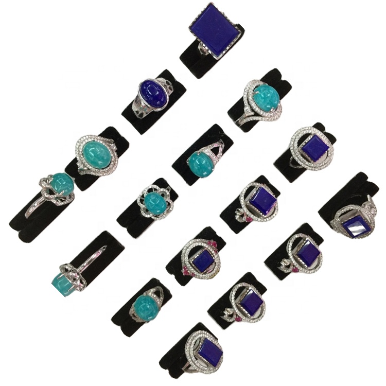 100 % 천연 Lapis Lazuli 925 스털링 실버 링 도매 7