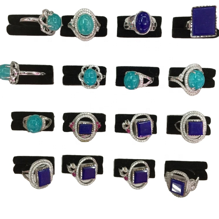 100 % 천연 Lapis Lazuli 925 스털링 실버 링 도매 9