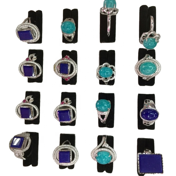 100 % 천연 Lapis Lazuli 925 스털링 실버 링 도매 11