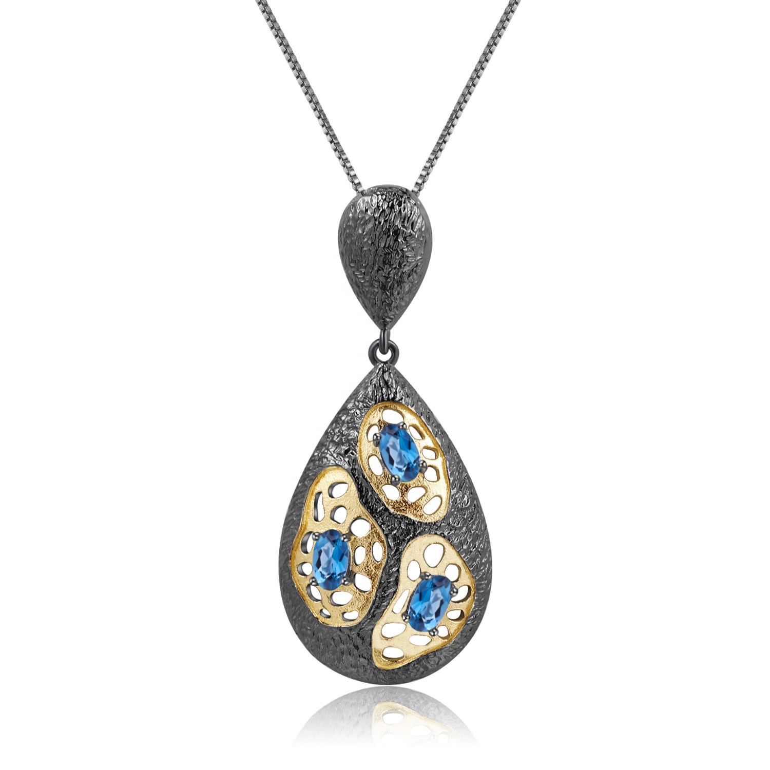 Blue Sapphire Silver Pendant 7