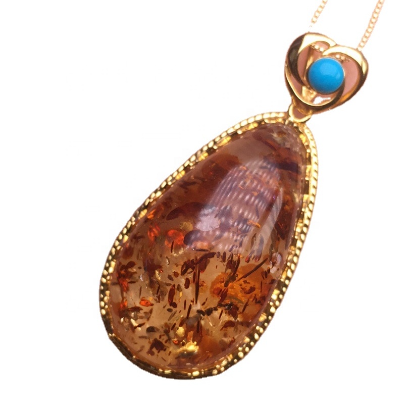 Amber pendant ketting jo kar goud as sulveren ketting jo kar foar lingte fan lingte lange akryl tearierdrop sieradenbrune ketting sieraden 7