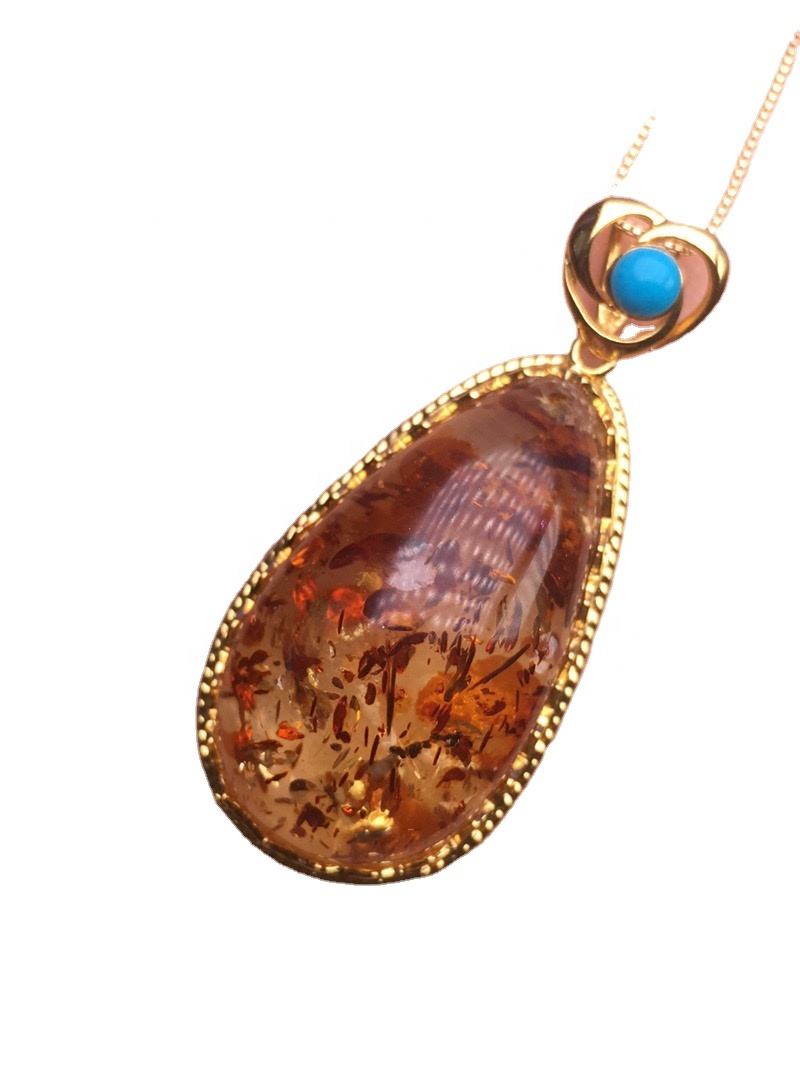 Amber pendant ketting jo kar goud as sulveren ketting jo kar foar lingte fan lingte lange akryl tearierdrop sieradenbrune ketting sieraden 11