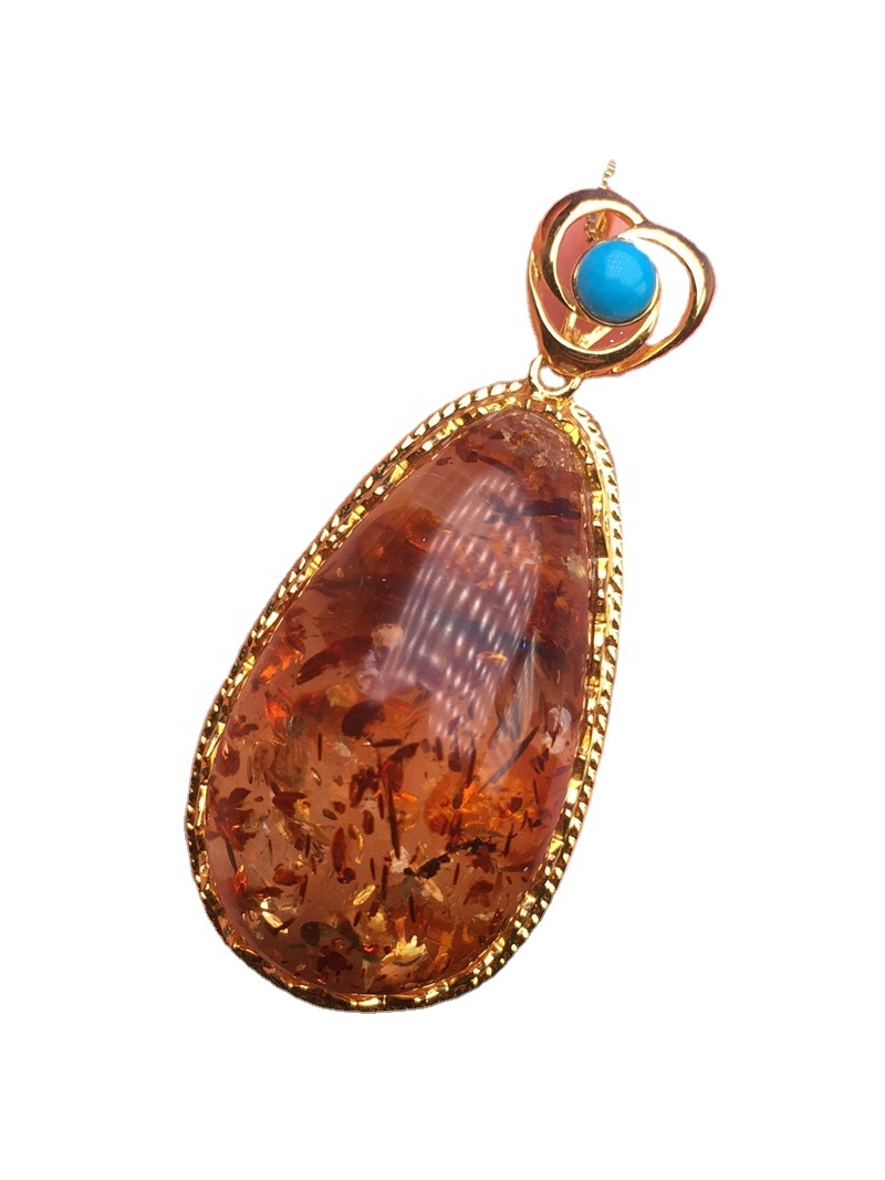 Amber pendant ketting jo kar goud as sulveren ketting jo kar foar lingte fan lingte lange akryl tearierdrop sieradenbrune ketting sieraden 9