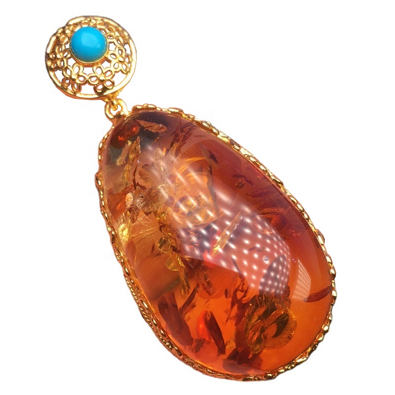 Rûne foarm multicolor blauwe Amazonite-agate-pendant 7