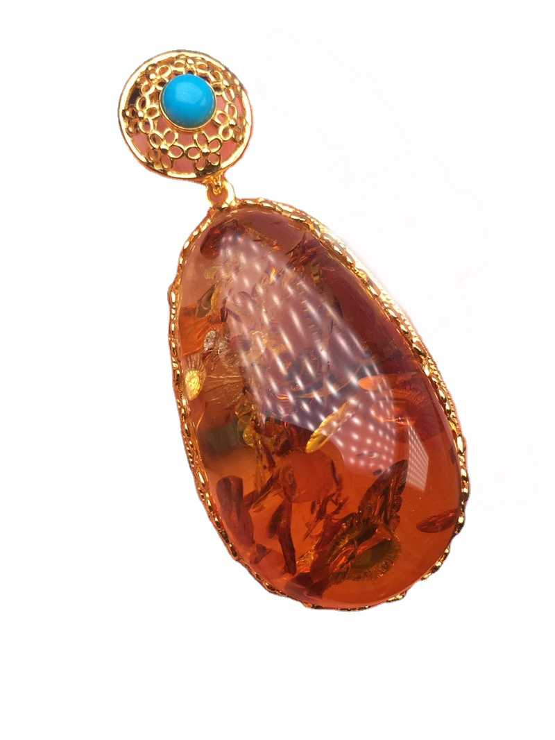 Rûne foarm multicolor blauwe Amazonite-agate-pendant 11