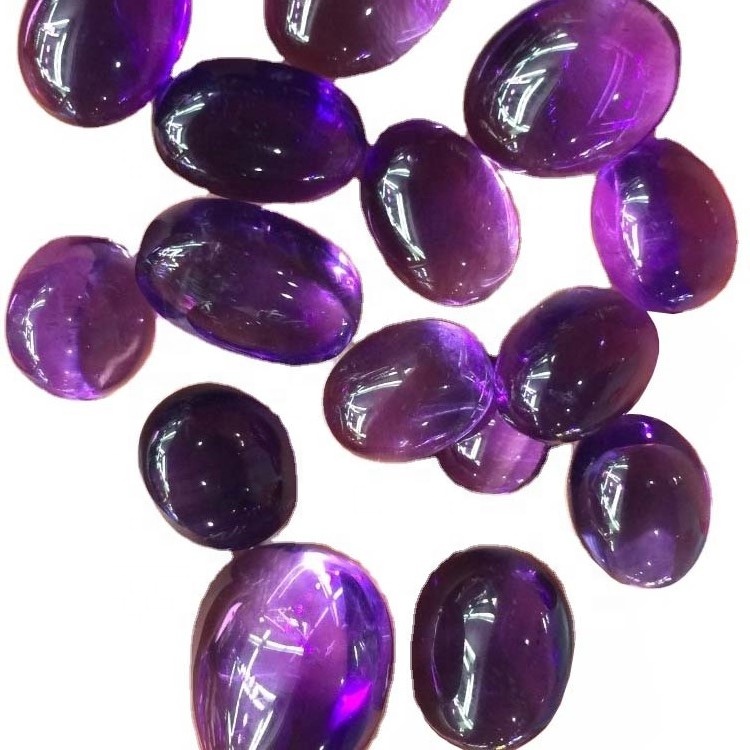 Romantiškas violetinė meilės ovalo formos natūralus kristalinis ametistas kabošonas 34