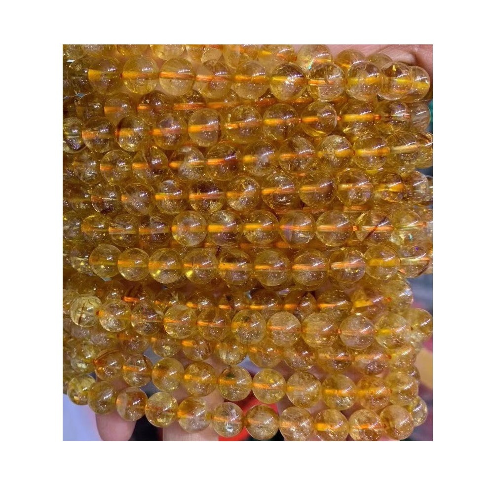 Natural gold rutilated quartz gemstone loose beads 6mm 8mm 10mm smooth beads Full strand 33