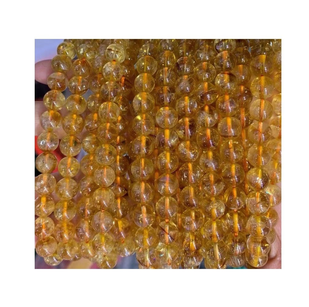 Natural gold rutilated quartz gemstone loose beads 6mm 8mm 10mm smooth beads Full strand 35