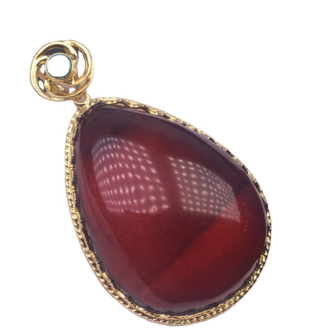 கிரிஸ்டல் தெளிவான தங்கம் சிவப்பு அம்பர் சபையர் / ப்ளூ ருடிலேட் குவார்ட்ஸ் பதக்கத்தை பூசினார் 7