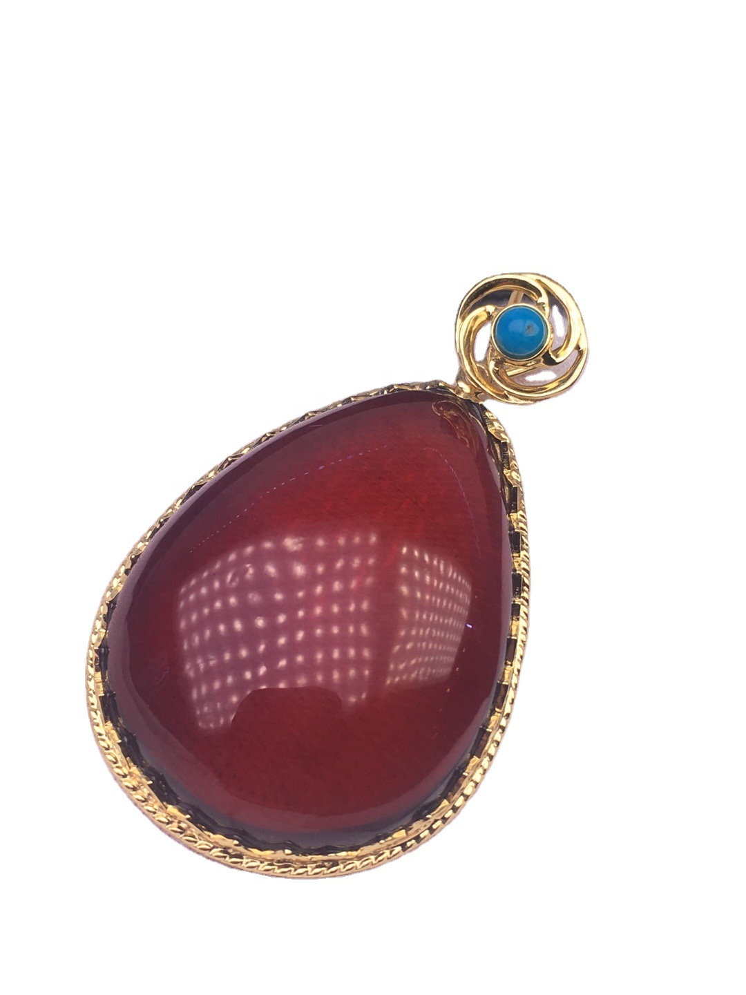 கிரிஸ்டல் தெளிவான தங்கம் சிவப்பு அம்பர் சபையர் / ப்ளூ ருடிலேட் குவார்ட்ஸ் பதக்கத்தை பூசினார் 11