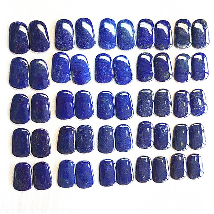 Pair Lapis Lazuli Gemstone Cabochon Přírodní kámen volné drahokamy kabiny Shoda náušnice pár úžasný 32