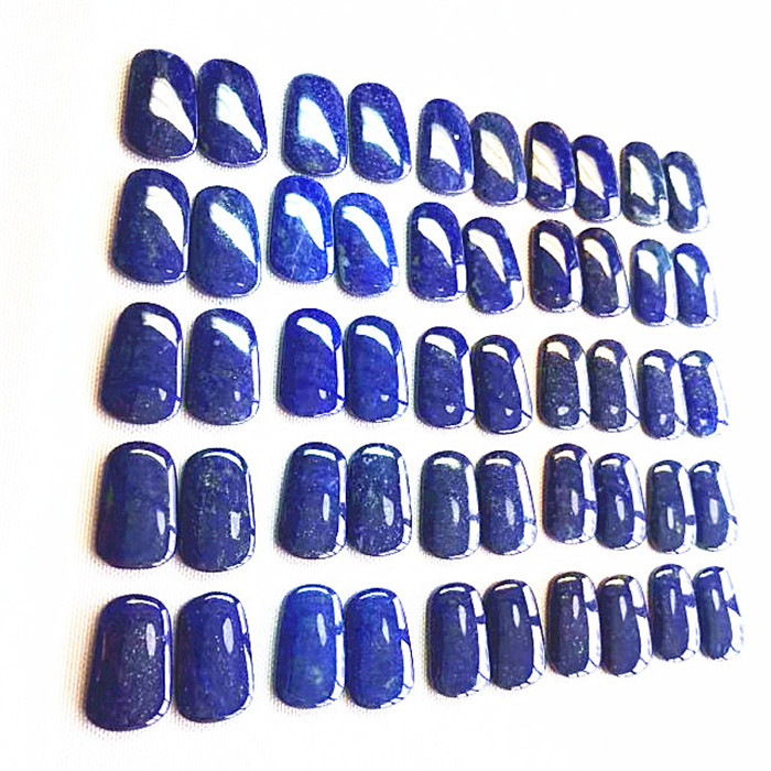 Pair Lapis Lazuli Gemstone Cabochon Přírodní kámen volné drahokamy kabiny Shoda náušnice pár úžasný 34